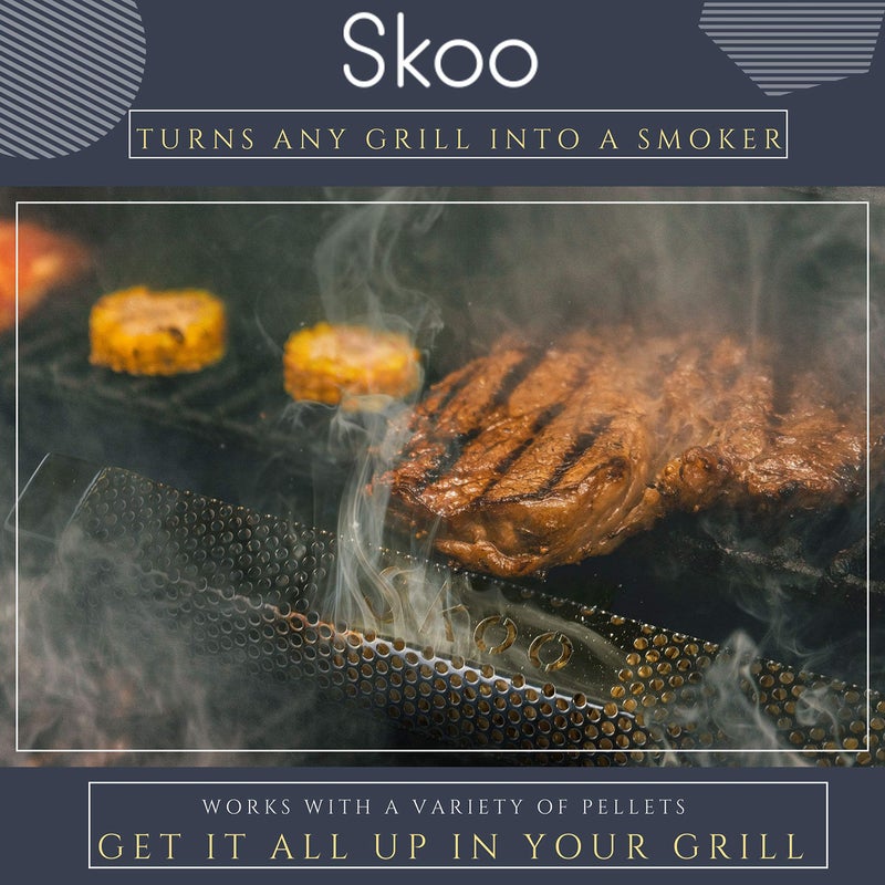 Skoo Pellet Smoker - BBQ Hexagonal Smoking Tube + Brush + Hook + Free EBook + Digital User Guide - 5 Hours of Billowing Smoke - For Electric, Gas, Charcoal Grills or Smokers - Image 4
